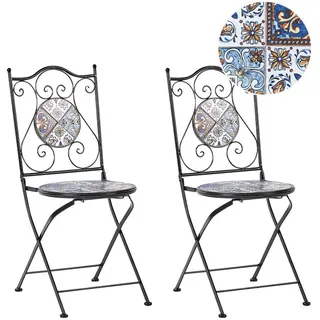 Beliani Gartenstuhl 40 x 45 x 90 cm schwarz/blau/braun 2 St.