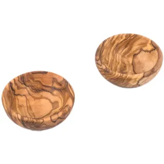 MOHA 24 hochwertige dip Schälchen Set aus exklusivem Olivenholz – Tapas Schalen Set - kleine Schale für Oliven & BBQ Saucen - Dip Schüssel für -Ø 8 cm 2er Set,