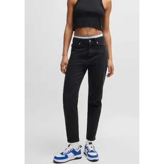 HUGO Blue Mom-Jeans »Noe« Straight Fit Jeans mit hoher Leibhöhe, schwarz