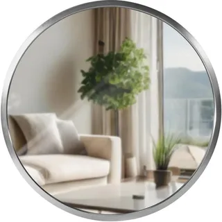 CLP Wandspiegel rund 30 cm Metall silber , 30x30x3 cm , Spiegel, Wandspiegel