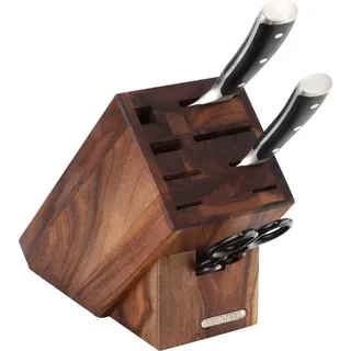 CONTINENTA Messerblock, Akazie 22x11,5x22 cm 4871 4017167487106 Vorteilset – 2 Stück – inkl. 4 Edelstahl-Trinkhalme