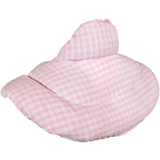 Nackenhörnchen mit Stehkragen Bio-Stoff rosa-weiß. Kirschkernkissen. Nackenkissen Wärmekissen - Nacken-Heizkissen für Mikrowelle und Backofen