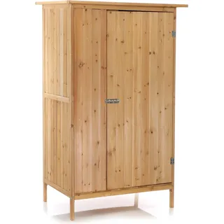 Wiltec Gartenhaus mit 1 Tür in Naturfarbe holz 92 x 57 x 154cm Gerätehaus für den Garten Geräteschuppen Gartenschrank Geräteschrank - Braun