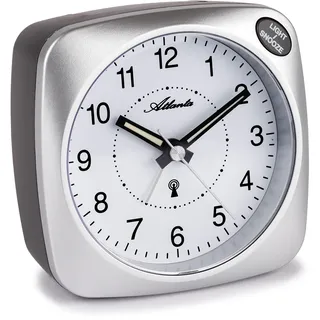 Atlanta 1794/19 Wecker Funk analog Funkwecker silbern mit Licht Snooze - Schwarz