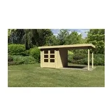 KARIBU Gartenhaus »Venlo C«, Holz, BxHxT: 468 x 211 x 217 cm (Außenmaße inkl. Dachüberstand) - beige