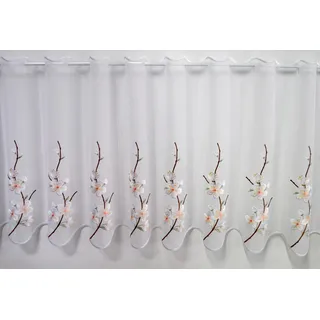 Stickereien Plauen Scheibengardine »Kirschblüte« Stangendurchzug 1 Stk. tlg., bunt