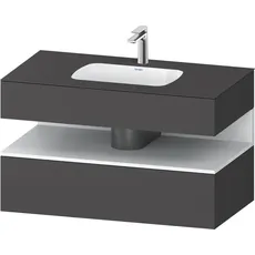 Duravit Qatego Einbauwaschtisch mit Konsolenwaschtischunterbau, 1000x550x600mm, Nische Weiß Matt, QA4786018, Farbe: Graphit Matt/mit Nischenbeleuchtung