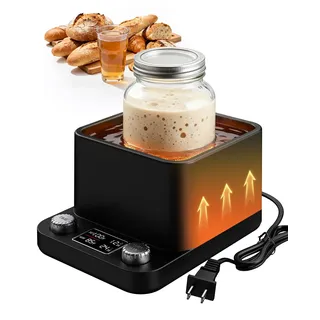 MQUPIN Sauerteig Starter Wärmer, gleichmäßiges Wasserbad-Sauerteigwärmer, 1°F präziser Thermostat(70-104°F) 198-Stunden-Timer, intelligenter Wärmer für Kombucha, Joghurt und Bierfermentation (Schwarz)