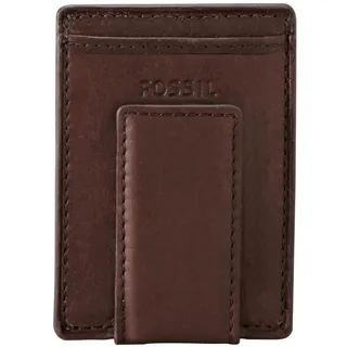 Fossil Herren Leder Minimalistisch Magnetisch Kartenetui mit Geldklammer Fronttasche Brieftasche für Männer, Ingram Brown, Einheitsgröße
