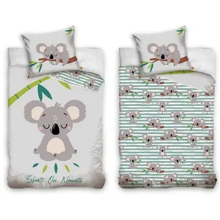 MTOnlinehandel Koala Bettwäsche 135x200 80x80 Baumwolle · Tiere Kinder- und Teenager-Bettwäsche für Mädchen und Jungen · Chiller-Set