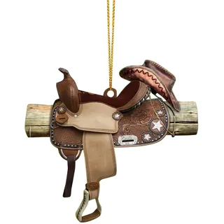 Weihnachtsbaumschmuck Hund Hängesessel Kinderzimmer für Pferdeliebhaber Western Cowboys (H, One Size) Weihnachtsdekorationen Lustig Anhänger Mini Weihnachtskugeln