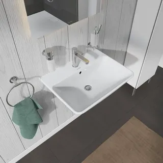 Duravit ME by Starck Waschtisch mit Überlauf, mit Hahnlochbank, 1 Hahnloch,