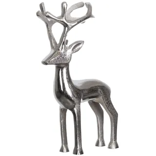 Brandsseller Dekofigur Rentier Weihnachtsdeko Deko Hirsch Aluminium Silber 26,5 cm hoch