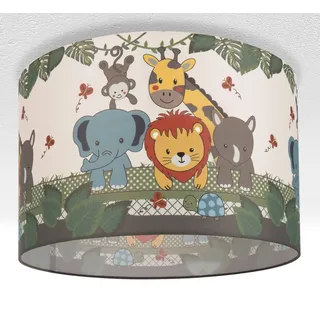 Paco Home Pendelleuchte Kinderzimmer Deckenlampe Stoff Lampenschirm Dschungel Design 1 (Ø45,5 cm), Deckenleuchte "Diamond 634", Weiß