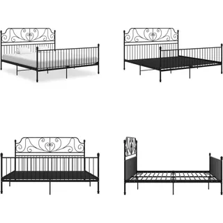 vidaXL Bettgestell Schwarz Metall 180x200 cm - Bettrahmen - Metall-Bettrahmen - Bett - Betten - Schwarz