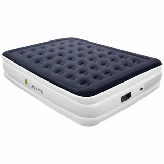 Juskys Sapri L in Blau-Weiß - 2 Personen Luftbett selbstaufblasend - integrierter Pumpe