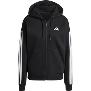 adidas Damen Essentials 3-Stripes Full-Zip Fleece Hoodie Sweatshirt, Black, L