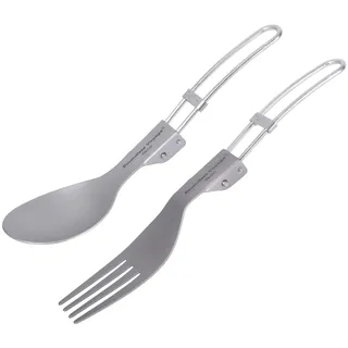 iBasingo Camping Besteck Set Titan Faltlöffel Gabel Suppe Reis Löffel Outdoor Reise Tragbar Geschirr Kleine Leichte Flatware Geschäftsreise Picknick Wandern Angeln Geschirr mit Tasche Ti1024T