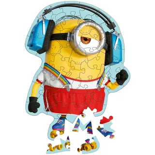 Trefl - Holzpuzzle: Minions, Verrückte Minions - 50 Teile, Formen-Puzzle Wooden Puzzle, Unregelmäßige Formen, 10 Figuren, Modernes Puzzle für Kinder ab 5 Jahren