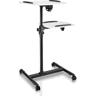 Hama Beamertisch mit 2 Ebenen (42 x 50/40 x 35 cm), höhenverstellbar, mit Rollen