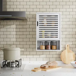 Bamboo Wandregal - Aufbewahrungsorganizer für das Badezimmer - 1 Stück - Weiß - Bambus