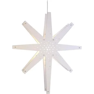 Holzstern Tall - hängend - 8-zackig - D: 60cm, H: 70cm - inkl. E14 Fassung u. Kabel - weiß - Weiß