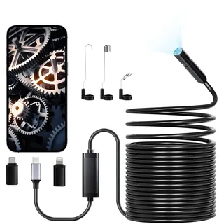 Vevor Endoskopkamera 1920P HD mit 15 m Kabel, 2-facher Zoom, IP67, 8 LEDs