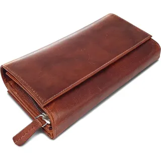 ROYALZ Orelia Vintage Geldbörse Damen Portemonnaie Roma Cognac Braun