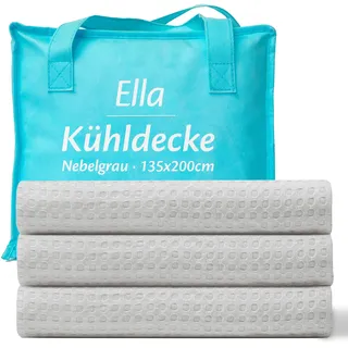 ELLA Kühlende Decke, Atmungsaktive Cooling Sleep Decke, TENCEL-Stoff und umweltfreundliche Kühldecke für Menschen, Kühldecken zum Schlafen, OEKO-TEX-zertifizierte dünne Sommerdecke 135x200 - Nebelgrau