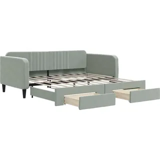 vidaXL Tagesbett Ausziehbar mit Schubladen Hellgrau 100x190 cm Samt - Grau