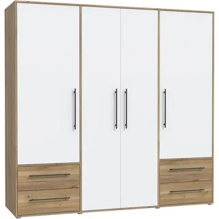 Forte Drehtürenschrank Mokkaris 206 x 200 x 59 cm Weiß
