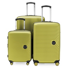 HAUPTSTADTKOFFER Mitte - 3er Kofferset - Handgepäckskoffer 55 cm, mittelgroßer Koffer 68 cm + großer Reisekoffer 77 cm, Hartschale ABS, TSA, Farn