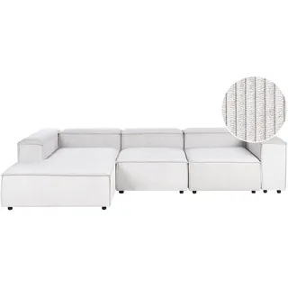Beliani Ecksofa Cord 4-Sitzer Cremeweiß/Schwarz