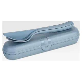 KLIKK READY Besteck-Set mit Etui, Besteckbox für unterwegs, Reisebesteck, Outdoor Besteck-Behälter für Camping, wiederverwendbare Besteck-Verpackung, Bestecktasche, Besteckdose, Natur Blau - Blau