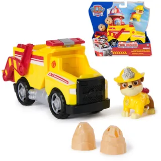 PAW PATROL – Fire Rescue Rubbles Feuerwehr-Truck mit Schaufel und Rubble Hundefigur, Spielzeug für Kinder ab 3 Jahren