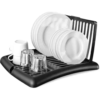 Vilde Geschirrabtropfer Abtropfgestell Dish Drainer Drying Rack Geschirrabtropfgestell Geschirr, Geschirrständer Abtropfständer Geschirrtrockner Klein Trockengestell Schwarz 45x39x26 cm