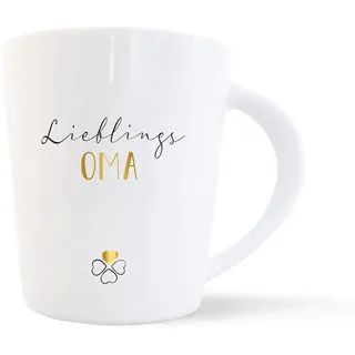 mintkind® Kaffeebecher Lieblings Oma | Porzellan Kaffee Becher Tasse Weiß | Geschenk für Großeltern | Für die Oma Geburtstag, Ostern, Weihnachten & als Dankeschön | Geschenkidee Teetasse