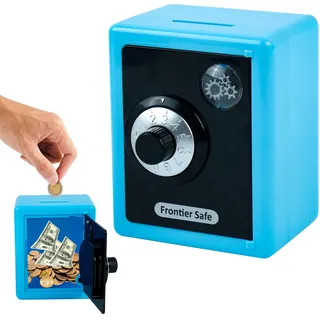 Geldkassette Zahlenschloss Sparschwein,Spardose für Scheine,ABS Kunststoffsimulation Mechanischer Drehknopf Code Geldsparbox,Kreatives Geschenk Ornament SparbüChsen,Geld Sparen Box Blaue