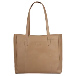 Reisetasche BUGATTI "ELSA", Damen, Gr. B/H/T: 39cm x 37cm x 16cm onesize, beige (sand), Leder, leicht glänzend, unifarben, Taschen Reisetasche, echt Leder