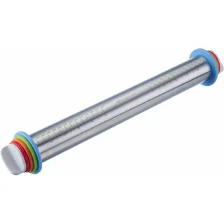 Westmark Ausrollstab mit 4 Distanzringen, 30452260 - Silber, Weiß, Hellblau, Grün, Orange, Rot