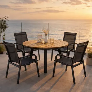 Kettler Basic+ Premium Gartenmöbel-Set 5tlg. mit Clemento 130cm Rund Tisch