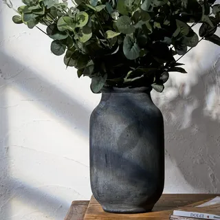 SIDUCAL Rustikale Bauernhaus-Blumenvase | 24,1 cm große Keramikvase | Pampasgrasvase | Moderne Bauernhaus-Dekorvase für Heimdekoration, Tisch, Wohnzimmerdekoration, Regaldekoration, Kaminsims, Schwarz