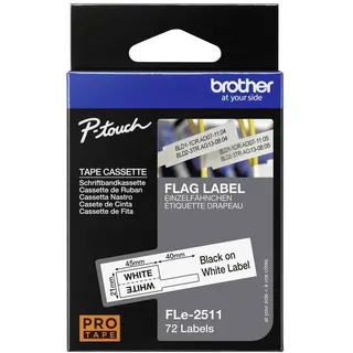 Brother FLE2511 Einzelfähnchen Etiketten 72 Stück 21x45mm weiß-schwarz
