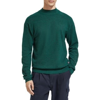 Scotch & Soda Men Dropped Shoulder Basic Mock in Recycled Polyester Blend Pullover, Artic Teal, L