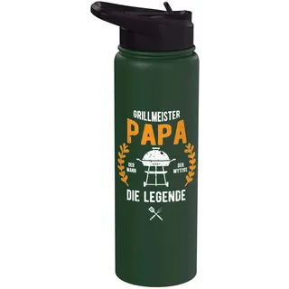 Grillmeister Papa Der Mann Mythos Legende BBQ Smoker Vater Stainless Steel Insulated Water Bottle