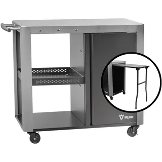 BBQ-Toro Grillwagen 95 x 50 x 80 cm | Silber | Grilltisch mit großer Arbeitsfläche | Grill Beistelltisch, Outdoor Grill Trolley | Grilltisch, Servierwagen, Garten Trolley