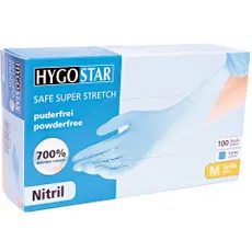 Bild Hygostar Nitril Safe Super Stretch Einweghandschuhe XL blau, 100 Stück (261081)