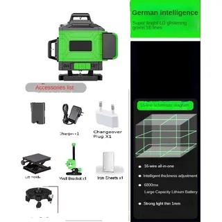 Laser-Nivelliergerät, superhelle grüne Linien, vielseitig 8/12/16 Linien, 16 Zeilen