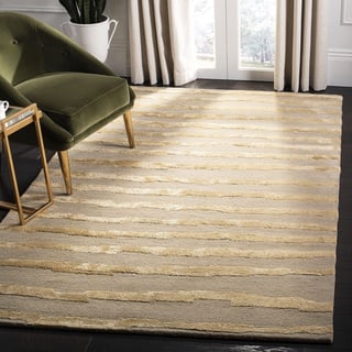 SAFAVIEH Zeitgenössische Teppich für Wohnzimmer, Esszimmer, Schlafzimmer - Soho Collection, Kurzer Flor, Beige und Gold, 152 X 244 cm