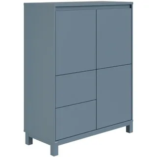 Paidi Highboard , Blau , Holzwerkstoff , 4 Fächer , 2 Schubladen , 95x120x40 cm , Blauer Engel, Goldenes M , Typenauswahl, Beimöbel erhältlich, stehend, in verschiedenen Holzdekoren erhältlich , Kleinmöbel, Kommoden, Highboards